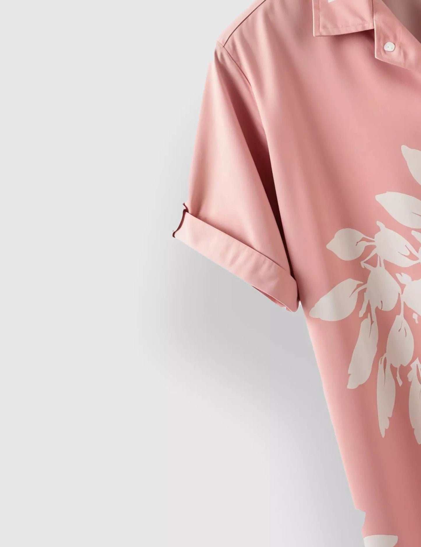 PINK FLORAL WORK DESIGNER MEN'S HALF SLEEVES PRINTED SHIRT