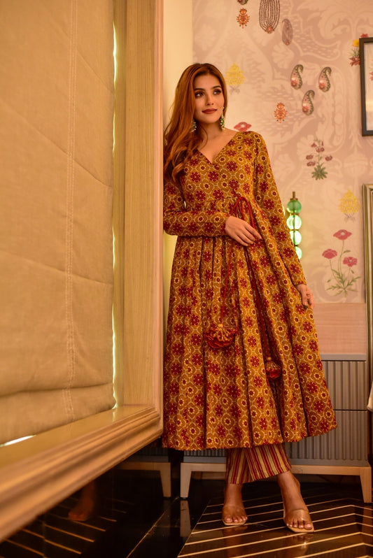 aarna mustard cotton suit