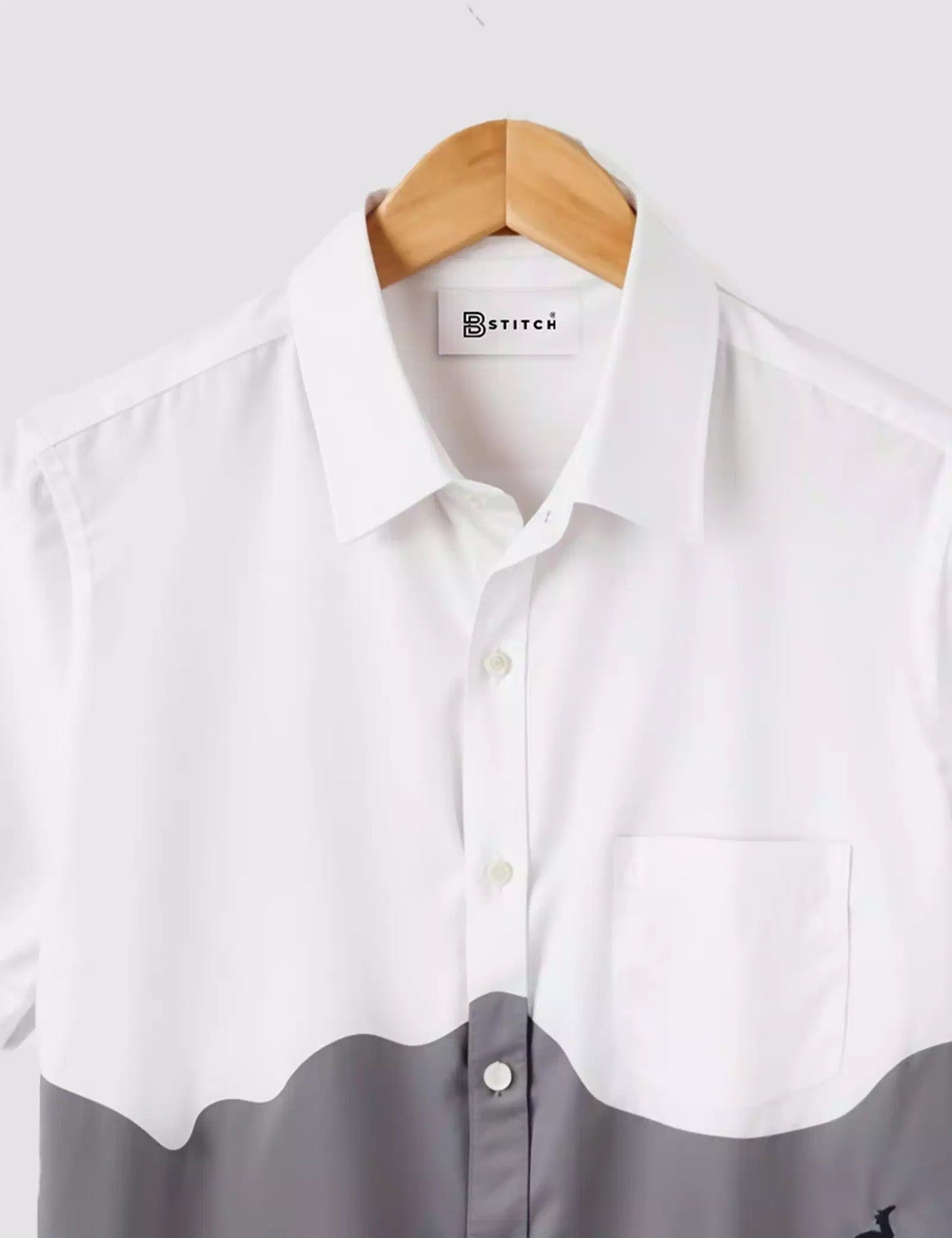 GRAY AND BLUE PRINTED DESIGNER MEN'S HALF SLEEVES PRINTED SHIRT