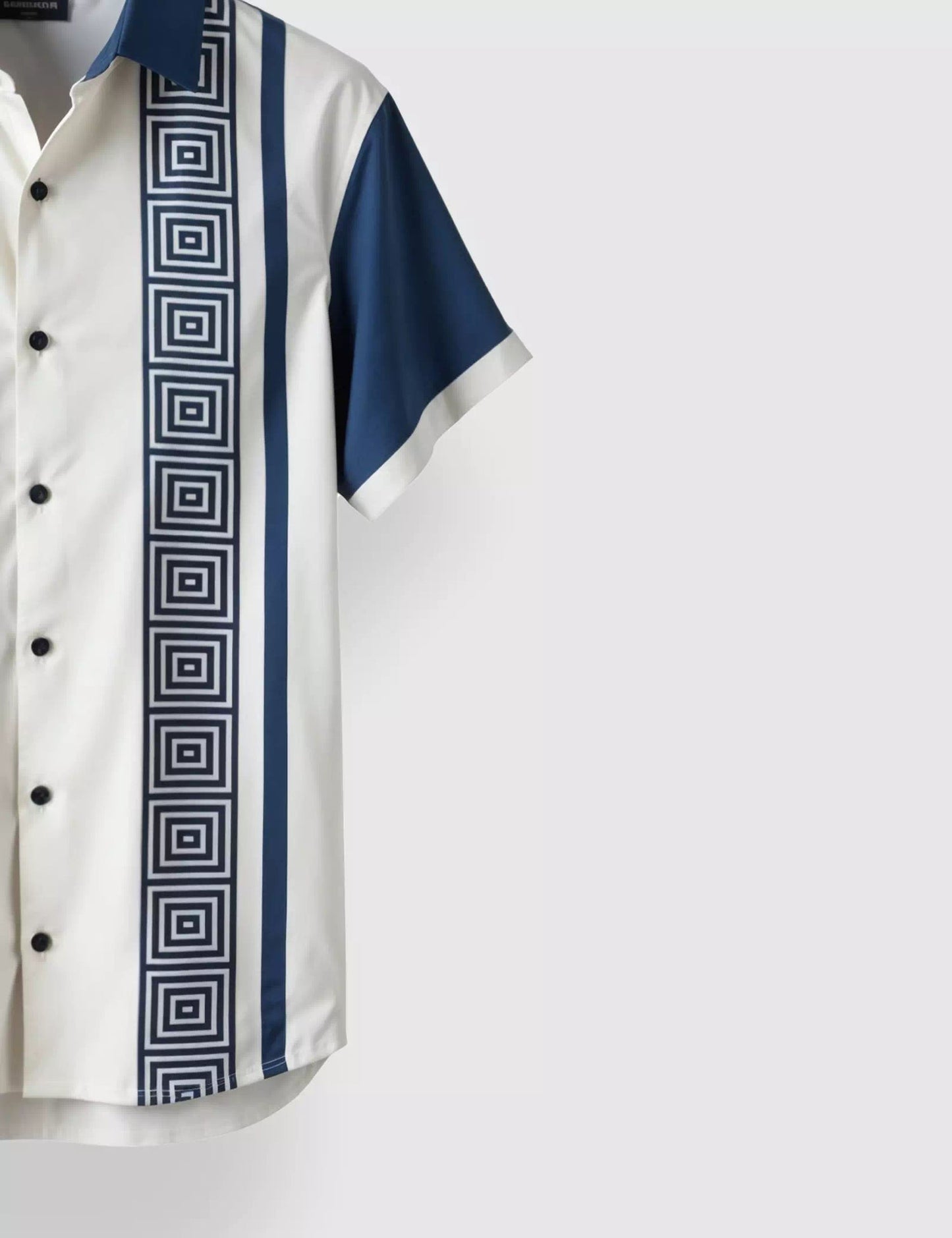 BLUE AND WHITE STRIPED DESIGNER MEN'S HALF SLEEVES PRINTED SHIRT