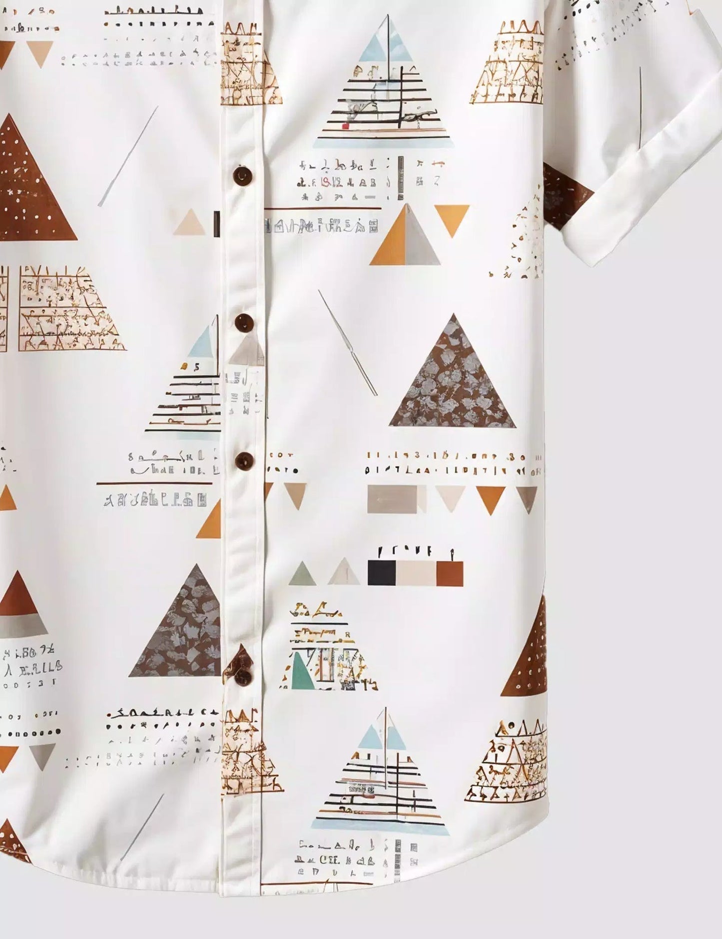 WHITE PYRAMID PRINTED DESIGNER MEN'S HALF SLEEVES SHIRT