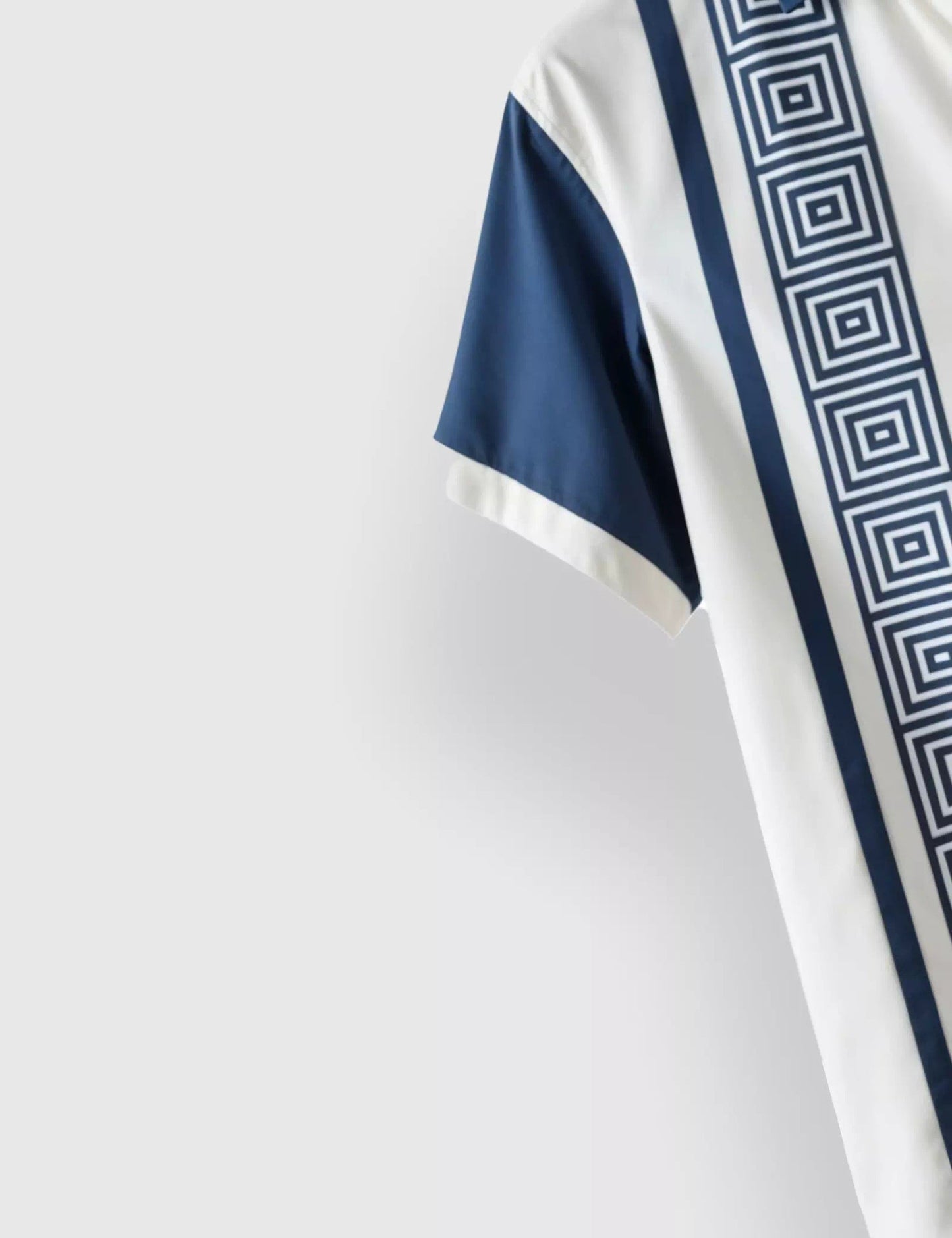 BLUE AND WHITE STRIPED DESIGNER MEN'S HALF SLEEVES PRINTED SHIRT