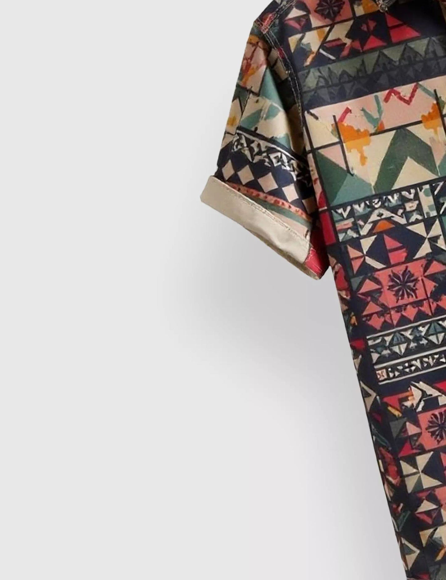 MULTICOLOR GEOMETRIC DESIGNER MEN'S HALF SLEEVES PRINTED SHIRT