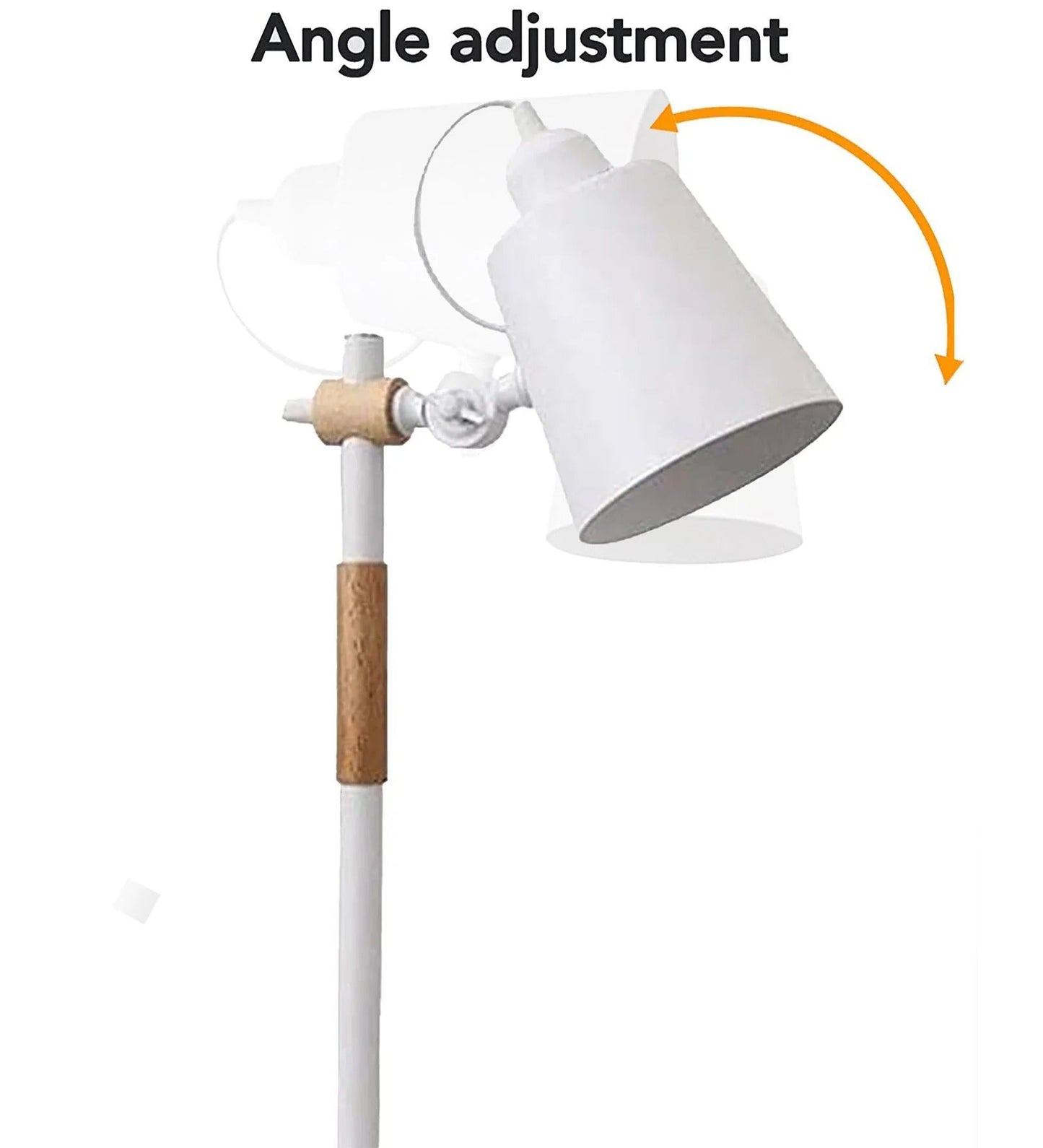 Nordic Adjustable White Metal Reading Lamp with Solid Natural Wood Base – Modern Study & Desk Lamp